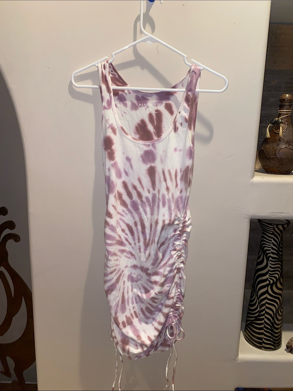 Purple Tie-Dye Ruched Tank Dress